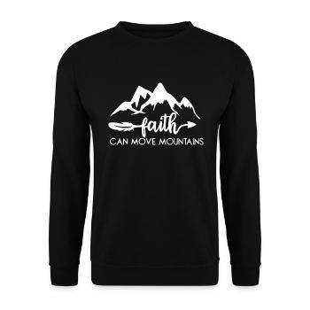Glaube kann Berge versetzen Faith Geschenk Tee - Unisex Pullover - Schwarz - Vorne - Alina (178cm) & Michal (187cm)