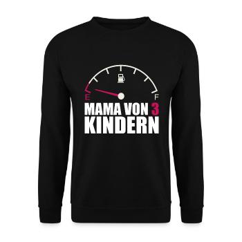 Mama von 3 Kindern Tankanzeige Energie Kraftlos - Unisex Pullover - Schwarz - Vorne - Alina (178cm) & Michal (187cm)