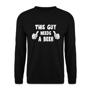 This Guy Needs A Beer - Unisex Sweatshirt - black - Front - Alina (178cm) & Michal (187cm)