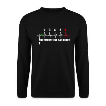 Du verstehst das nicht - Motorrad Herzschlag - 6 - Unisex Pullover - Schwarz - Vorne - Alina (178cm) & Michal (187cm)