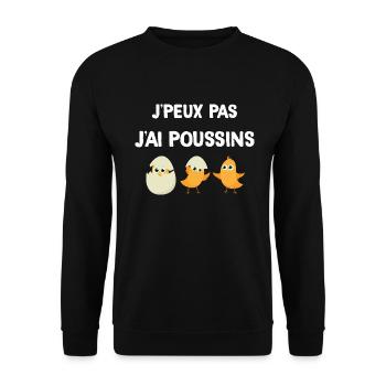 Je peux pas j'ai poussin. Humour poule - Sweat-shirt Unisexe - noir - Devant - Alina (178cm) & Michal (187cm)