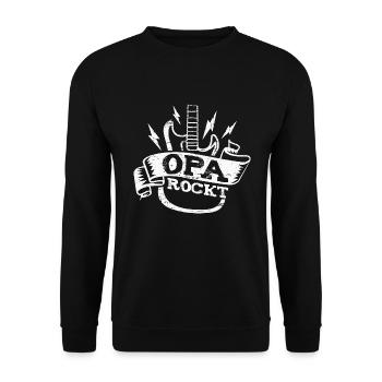 Opa Rockt Gitarre Rentner Gitarrist Musiker - Unisex Pullover - Schwarz - Vorne - Alina (178cm) & Michal (187cm)