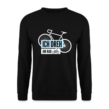 Ich dreh am Rad | Lustige Fahrrad Sprüche & Motive - Unisex Pullover - Schwarz - Vorne - Alina (178cm) & Michal (187cm)