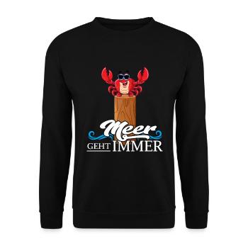 meer geht immer sommer-vibes moin moin meerweh - Unisex Pullover - Schwarz - Vorne - Alina (178cm) & Michal (187cm)