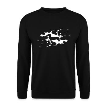 Hund Dackel Splash Design Geschenk für Hunde Fans - Unisex Pullover - Schwarz - Vorne - Alina (178cm) & Michal (187cm)