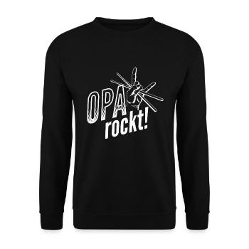 Opa Rockt Schlagzeug Rentner Schlagzeuger - Unisex Pullover - Schwarz - Vorne - Alina (178cm) & Michal (187cm)