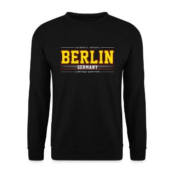 Berlin - Unisex Pullover - Schwarz - Vorne - Alina (178cm) & Michal (187cm)