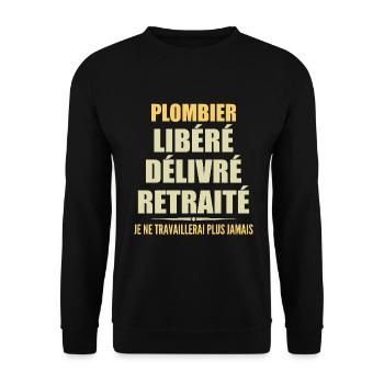 Plombier célèbre sa retraite avec humour cadeau - Sweat-shirt Unisexe - noir - Devant - Alina (178cm) & Michal (187cm)