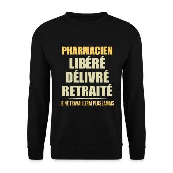 Pharmacien célèbre sa retraite avec humour cadeau - Sweat-shirt Unisexe - noir - Devant - Alina (178cm) & Michal (187cm)
