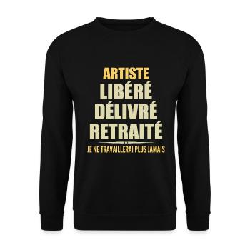 Artiste célèbre sa retraite avec humour cadeau - Sweat-shirt Unisexe - noir - Devant - Alina (178cm) & Michal (187cm)