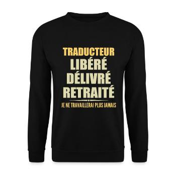 Traducteur célèbre sa retraite avec humour cadeau - Sweat-shirt Unisexe - noir - Devant - Alina (178cm) & Michal (187cm)
