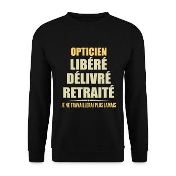 Optician celebrates his retirement with humor gift - Unisex Sweatshirt - black - Front - Alina (178cm) & Michal (187cm)