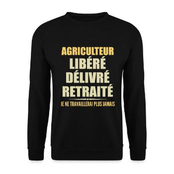 Agriculteur célèbre sa retraite avec humour cadeau - Sweat-shirt Unisexe - noir - Devant - Alina (178cm) & Michal (187cm)