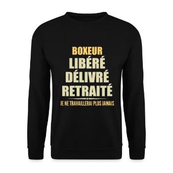 Boxer celebrates his retirement with humor gift - Unisex Sweatshirt - black - Front - Alina (178cm) & Michal (187cm)