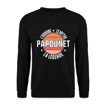Papounet l'Homme le Mythe la Légende Cadeau - Sweat-shirt Unisexe - noir - Devant - Alina (178cm) & Michal (187cm)