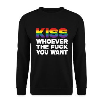Embrassez qui que vous vouliez Fierté LGBTQ - Sweat-shirt Unisexe - noir - Devant - Alina (178cm) & Michal (187cm)