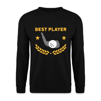 Meilleur joueur (clubs de golf, balle de golf, couronne de laurier) - Sweat-shirt Unisexe - noir - Devant - Alina (178cm) & Michal (187cm)