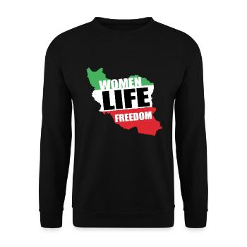 Women life Freedom Free Iran Persian women Support - Unisex Sweatshirt - black - Front - Alina (178cm) & Michal (187cm)