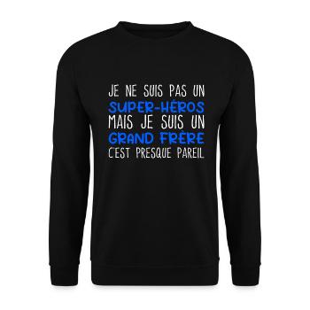 Grand Frère Super Héros Humour Frère Cadeau - Sweat-shirt Unisexe - noir - Devant - Alina (178cm) & Michal (187cm)