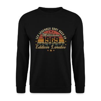 Millésime 1969 Cadeau 55e Anniversaire 55 ans - Sweat-shirt Unisexe - noir - Devant - Alina (178cm) & Michal (187cm)