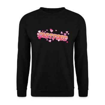 Restauration rapide avec des cœurs, j’adore la restauration rapide - Sweat-shirt Unisexe - noir - Devant - Alina (178cm) & Michal (187cm)