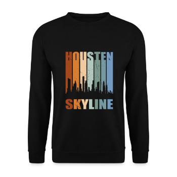 Housten Skyline Vintage - Unisex Pullover - Schwarz - Vorne - Alina (178cm) & Michal (187cm)