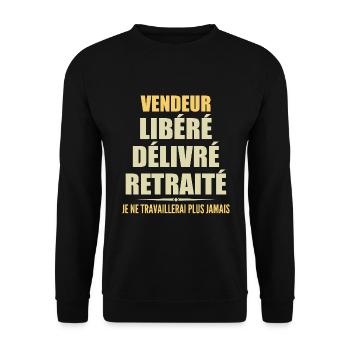 Vendeur célèbre sa retraite avec humour cadeau - Sweat-shirt Unisexe - noir - Devant - Alina (178cm) & Michal (187cm)