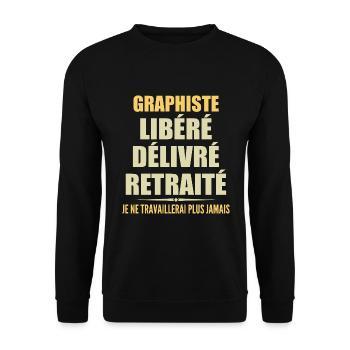 Graphiste célèbre sa retraite avec humour cadeau - Sweat-shirt Unisexe - noir - Devant - Alina (178cm) & Michal (187cm)