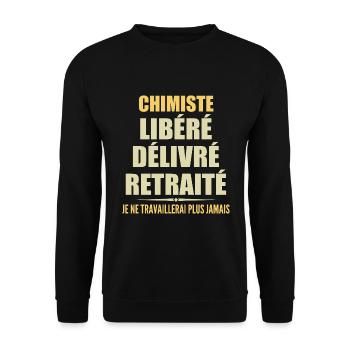 Chimiste célèbre sa retraite avec humour cadeau - Sweat-shirt Unisexe - noir - Devant - Alina (178cm) & Michal (187cm)
