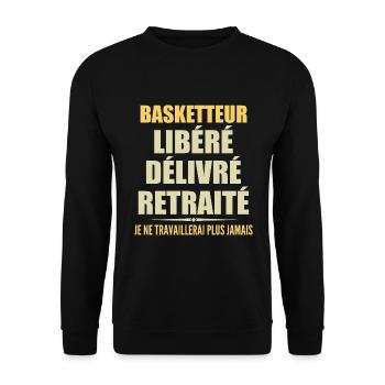 Basketball player celebrates retirement with humor gift - Unisex Sweatshirt - black - Front - Alina (178cm) & Michal (187cm)
