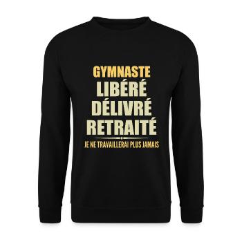 Gymnast Celebrates Retirement with Humor Gift - Unisex Sweatshirt - black - Front - Alina (178cm) & Michal (187cm)