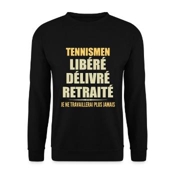 Tennis players celebrate retirement with humor gift - Unisex Sweatshirt - black - Front - Alina (178cm) & Michal (187cm)