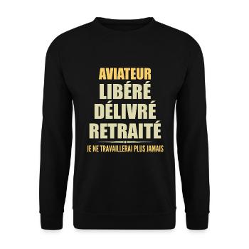 Aviator Celebrates Retirement with Humor Gift - Unisex Sweatshirt - black - Front - Alina (178cm) & Michal (187cm)