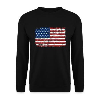 USA Flag - Vintage Look - Unisex Sweatshirt - black - Front - Alina (178cm) & Michal (187cm)
