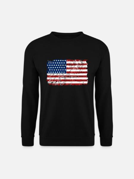 USA Flag - Vintage Look - Unisex Pullover - Schwarz