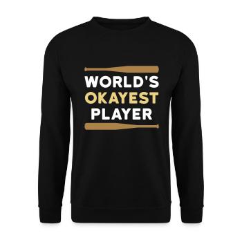 World's okayest player (two baseball bats) - Unisex Sweatshirt - black - Front - Alina (178cm) & Michal (187cm)