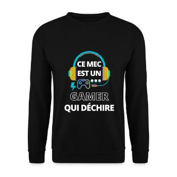 Ce mec est un gamer qui déchire - Sweat-shirt Unisexe - noir - Devant - Alina (178cm) & Michal (187cm)