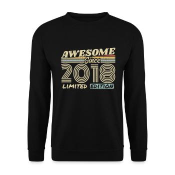 Vintage 2018 Retro - 2018 Geburtstagsgeschenk - Unisex Pullover - Schwarz - Vorne - Alina (178cm) & Michal (187cm)