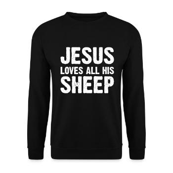 Jésus aime toutes ses brebis - Sweat-shirt Unisexe - noir - Devant - Alina (178cm) & Michal (187cm)