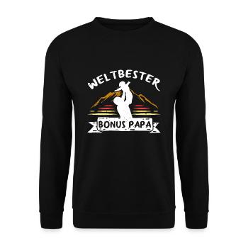 Weltbester Bonus Papa - Unisex Pullover - Schwarz - Vorne - Alina (178cm) & Michal (187cm)