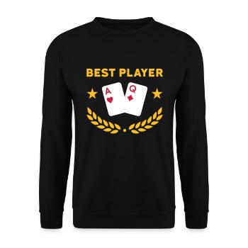 Meilleur joueur (cartes à jouer, étoiles, couronne de laurier) - Sweat-shirt Unisexe - noir - Devant - Alina (178cm) & Michal (187cm)