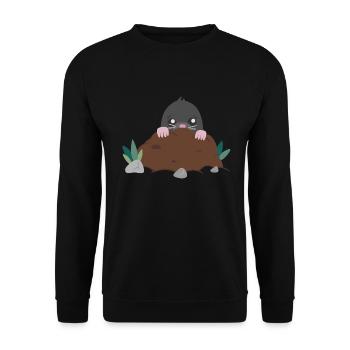Anxious mole looks out of molehill - Unisex Sweatshirt - black - Front - Alina (178cm) & Michal (187cm)