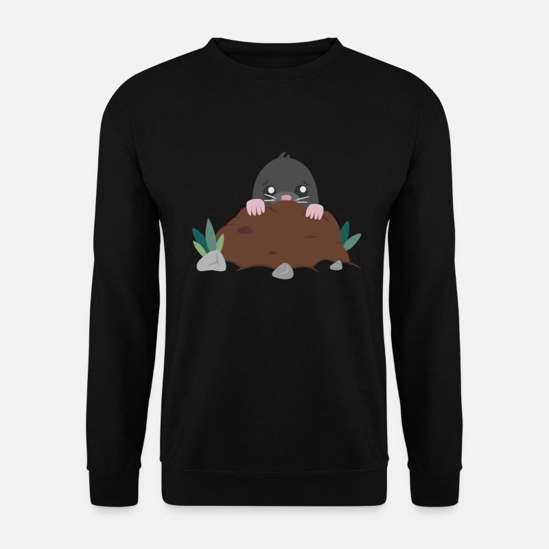 Ängstlicher Maulwurf schaut aus Maulwurfshügel - Unisex Pullover - Schwarz