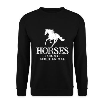 Lustig Pferd Reitsport Pferde Sprüche Geschenk - Unisex Pullover - Schwarz - Vorne - Alina (178cm) & Michal (187cm)