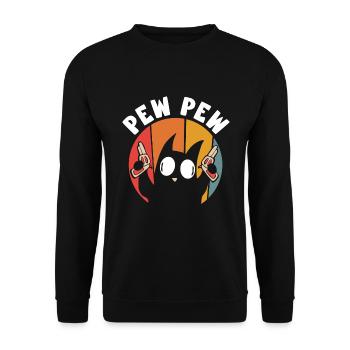 Pew Pew Funny Cat Funny Cat Idée cadeau Chat - Sweat-shirt Unisexe - noir - Devant - Alina (178cm) & Michal (187cm)