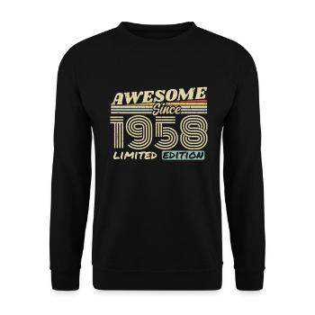 Vintage 1958 Retro - 1958 Geburtstagsgeschenk - Unisex Pullover - Schwarz - Vorne - Alina (178cm) & Michal (187cm)