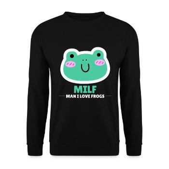 Frosch Laubfrosch Lustiger Frosch - Unisex Pullover - Schwarz - Vorne - Alina (178cm) & Michal (187cm)