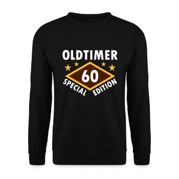 Oldtimer, 60, special edition (Raute, Sterne) - Unisex Pullover - Schwarz - Vorne - Alina (178cm) & Michal (187cm)