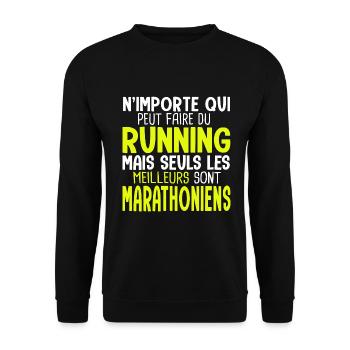 Cadeau rmarathon les meilleurs sont marathoniens - Sweat-shirt Unisexe - noir - Devant - Alina (178cm) & Michal (187cm)