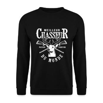 meilleur chasseur du monde cadeau papa chasse - Sweat-shirt Unisexe - noir - Devant - Alina (178cm) & Michal (187cm)